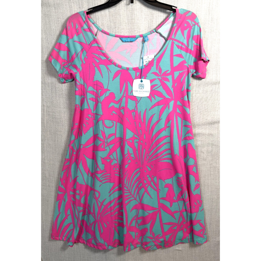Tori Richard Honolulu A Line Dress Size S Banana Palm Tree Vacation Resort USA